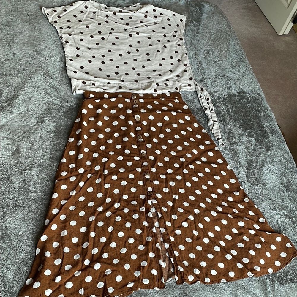 Mango Brown and White A-Line Midi Skirt never dressed, new